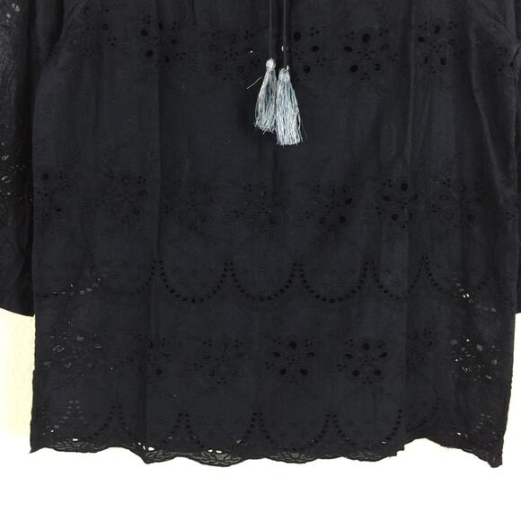 NWT Anthropologie Tolani Brenna Navy Embroidered Eyelet Blouse XS Cotton Boho - Picture 7 of 12